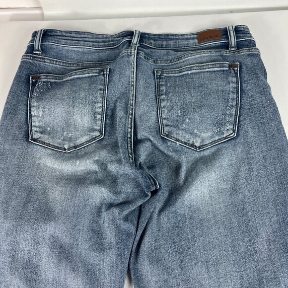 Judy Blue Jean Women Measured 35x30 Boyfriend Blue Faded Distressed Denim Tag 32 - Picture 10 of 16